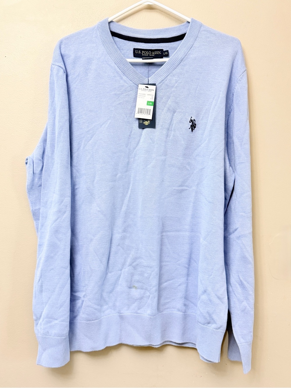 U.S. Polo Assn. Light Blue V-Neck Sweater L